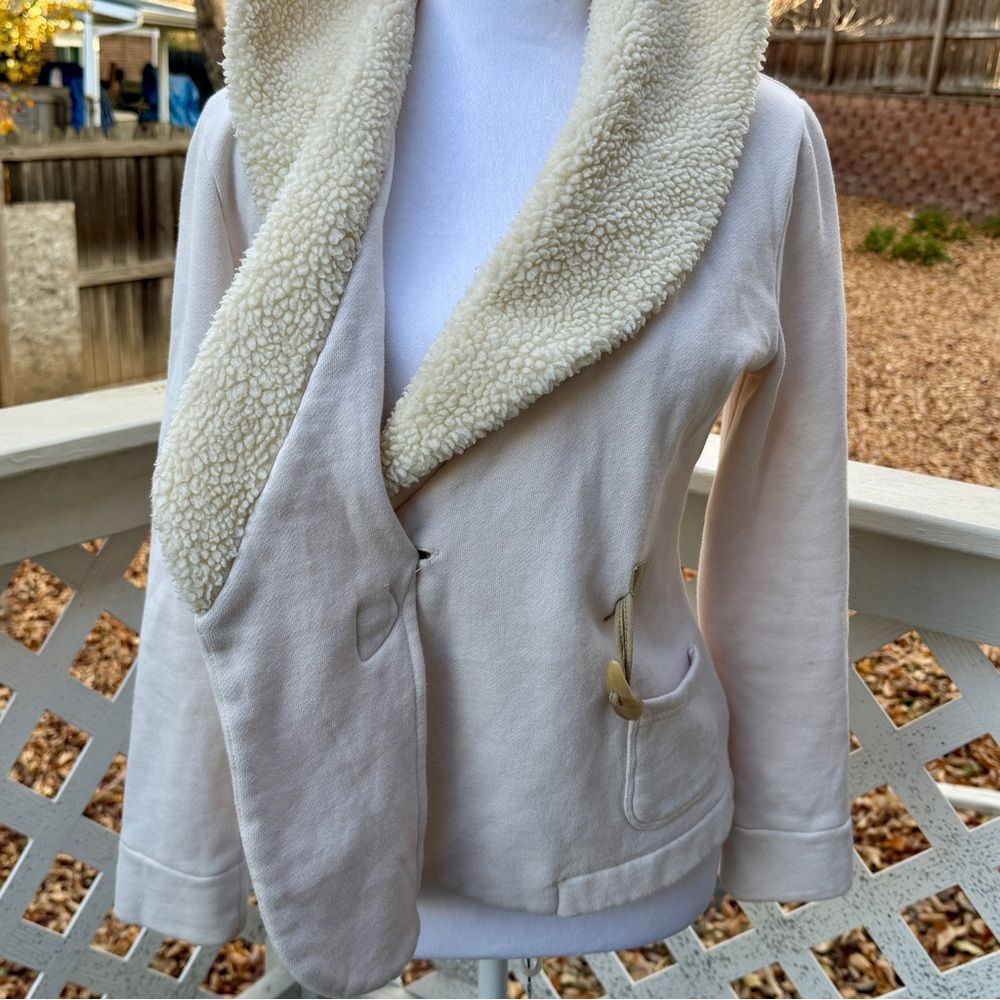 Ralph Lauren Sherpa Shawl Collar Fleece Blazer Jacket Women SZ PM Duffle Button‎ - Picture 8 of 13